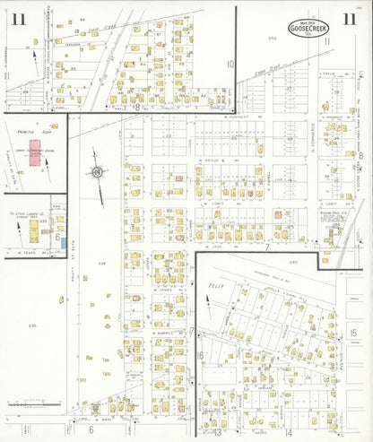 Sanborn Fire Insurance Map from Goose Creek, Harris County, Texas (1931), Sheet #0011 - Complete Map Set gallery image, historic Sanborn map, vintage wall art, Texas Texas