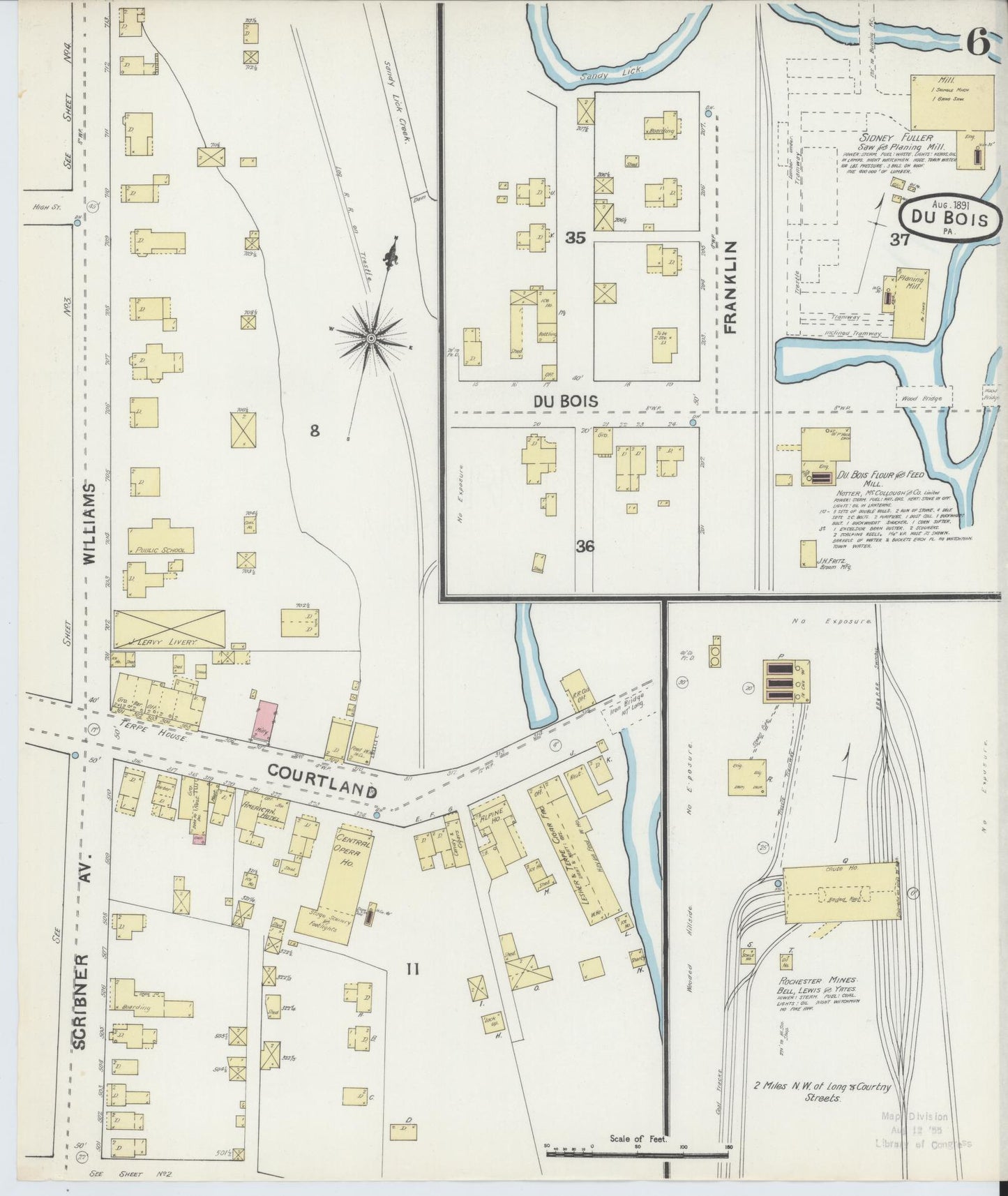 Sanborn Fire Insurance Map from Du Bois, Clearfield County, Pennsylvania (1891), Sheet #0006 - Historic Sanborn Fire Insurance Map Print, vintage old map wall art, antique decor, genealogy gift, Pennsylvania Pennsylvania map