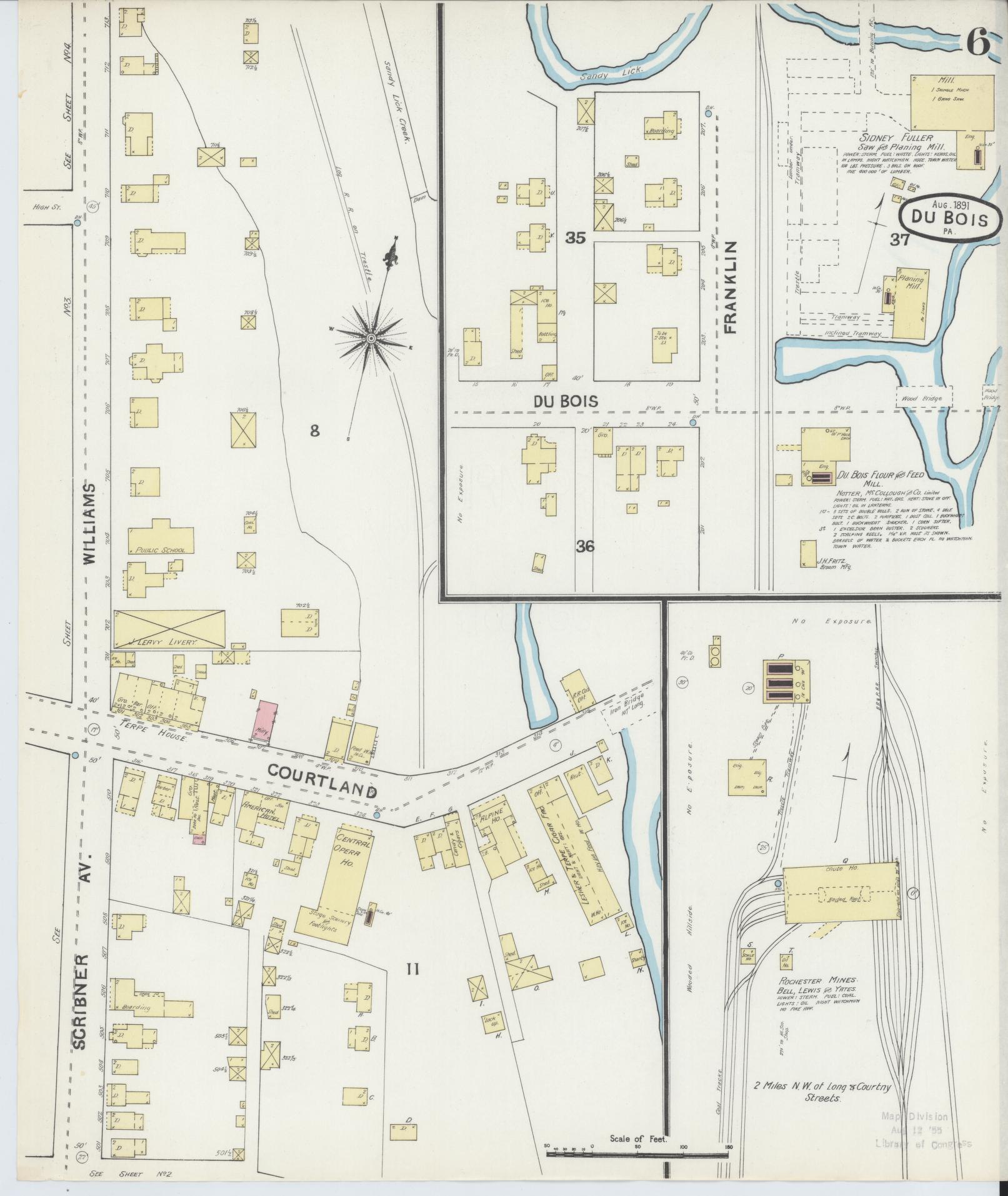 Sanborn Fire Insurance Map from Du Bois, Clearfield County, Pennsylvania (1891), Sheet #0006 - Historic Sanborn Fire Insurance Map Print, vintage old map wall art, antique decor, genealogy gift, Pennsylvania Pennsylvania map