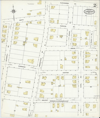 Sanborn Fire Insurance Map from Lynbrook, Nassau County, New York (1910), Sheet #0002 - Historic Sanborn Fire Insurance Map Print, vintage old map wall art, antique decor, genealogy gift, New York New York map