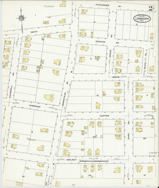 Sanborn Fire Insurance Map from Lynbrook, Nassau County, New York (1910), Sheet #0002 - Historic Sanborn Fire Insurance Map Print, vintage old map wall art, antique decor, genealogy gift, New York New York map