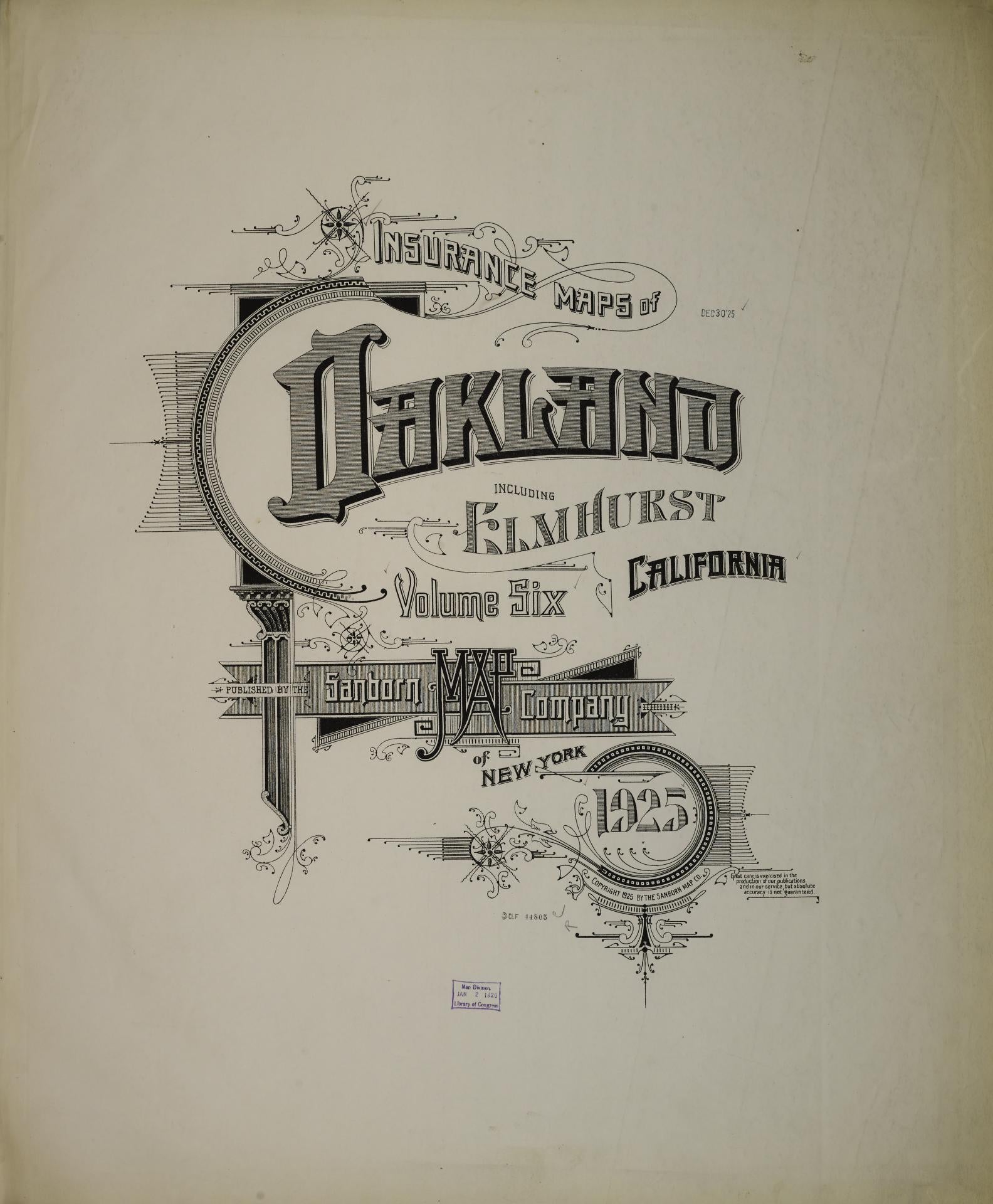 Sanborn Fire Insurance Map from Oakland, Alameda County, California (1925), Sheet #0001 - Complete Map Set gallery image, historic Sanborn map, vintage wall art, California California