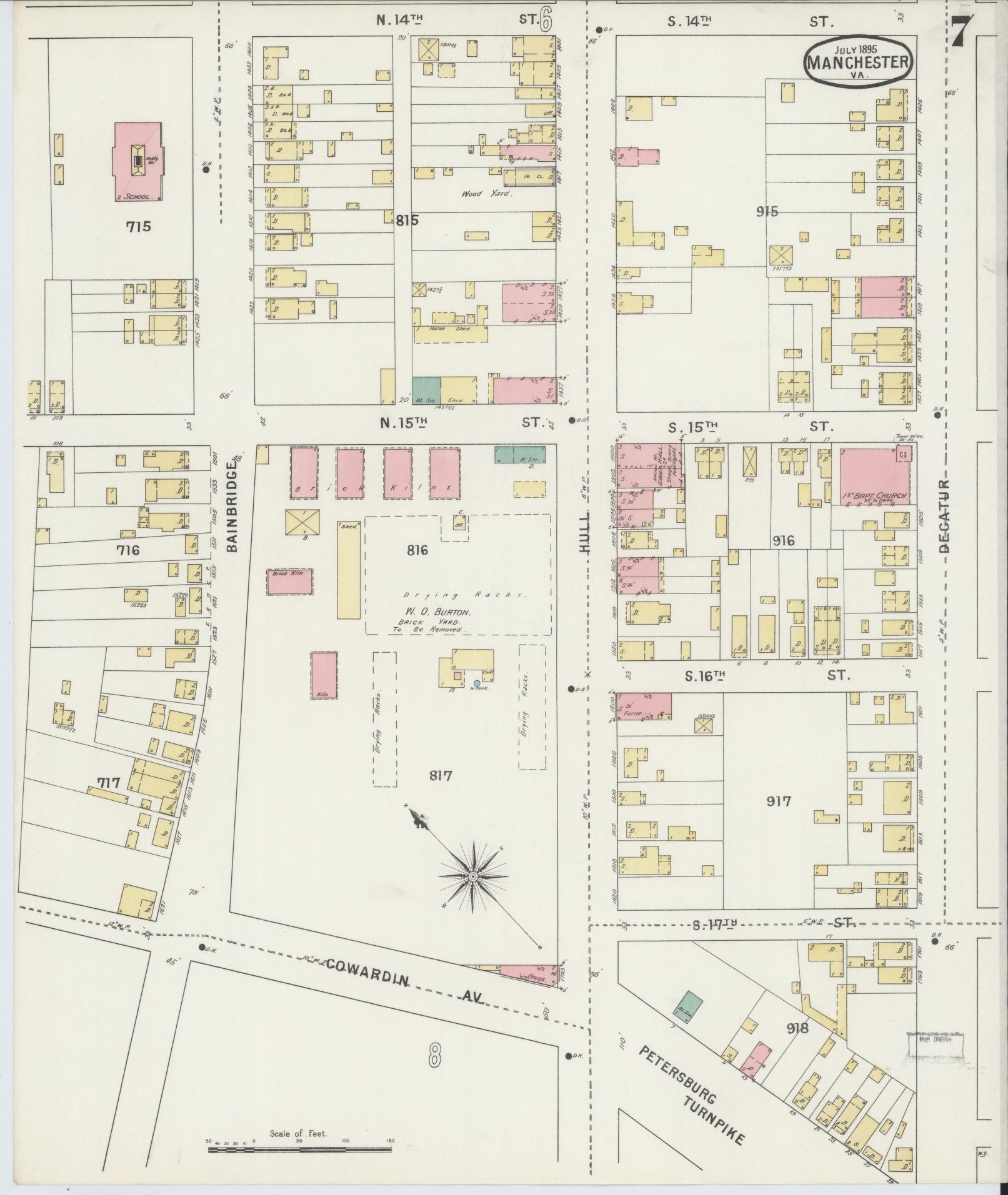 Sanborn Fire Insurance Map from Manchester, Chesterfield County, Virginia. (1895), Sheet 7 – Historic Sanborn Fire Insurance Map Print
