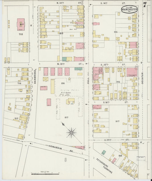 Sanborn Fire Insurance Map from Manchester, Chesterfield County, Virginia. (1895), Sheet 7 – Historic Sanborn Fire Insurance Map Print
