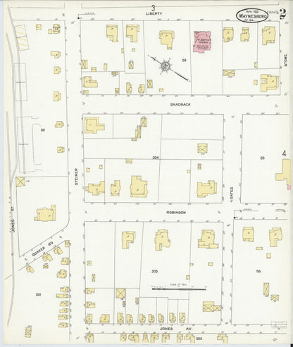 Sanborn Fire Insurance Map from Waynesboro, Burke County, Georgia (1912), Sheet #0002 - Complete Map Set gallery image, historic Sanborn map, vintage wall art, Georgia Georgia