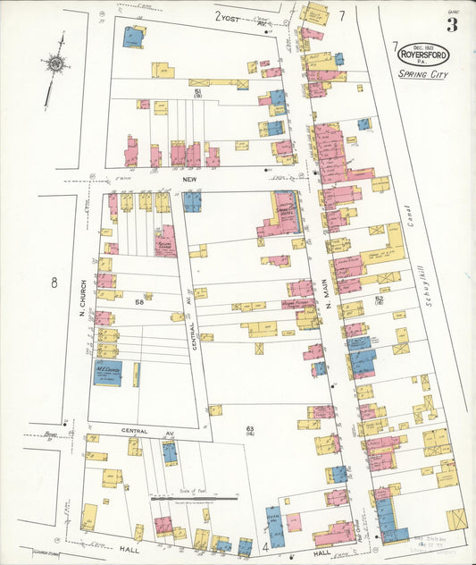 Sanborn Fire Insurance Map from Royersford, Montgomery County, Pennsylvania (1921), Sheet #0003 - Historic Sanborn Fire Insurance Map Print, vintage old map wall art, antique decor, genealogy gift, Pennsylvania Pennsylvania map