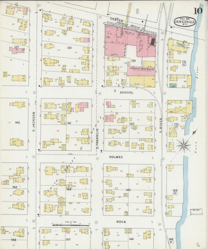 Sanborn Fire Insurance Map from Janesville, Rock County, Wisconsin (1895), Sheet #0010 - Complete Map Set gallery image, historic Sanborn map, vintage wall art, Wisconsin Wisconsin