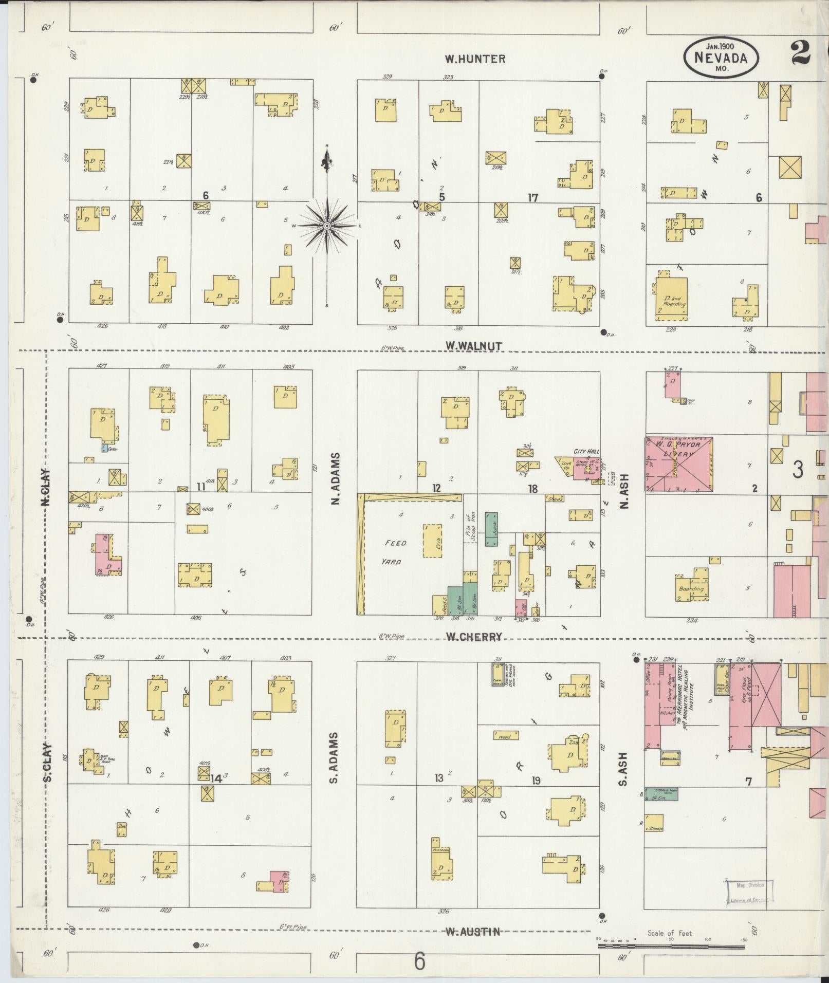 Sanborn Fire Insurance Map from Nevada, Vernon County, Missouri (1900), Sheet #0002 - Complete Map Set gallery image, historic Sanborn map, vintage wall art, Missouri Missouri