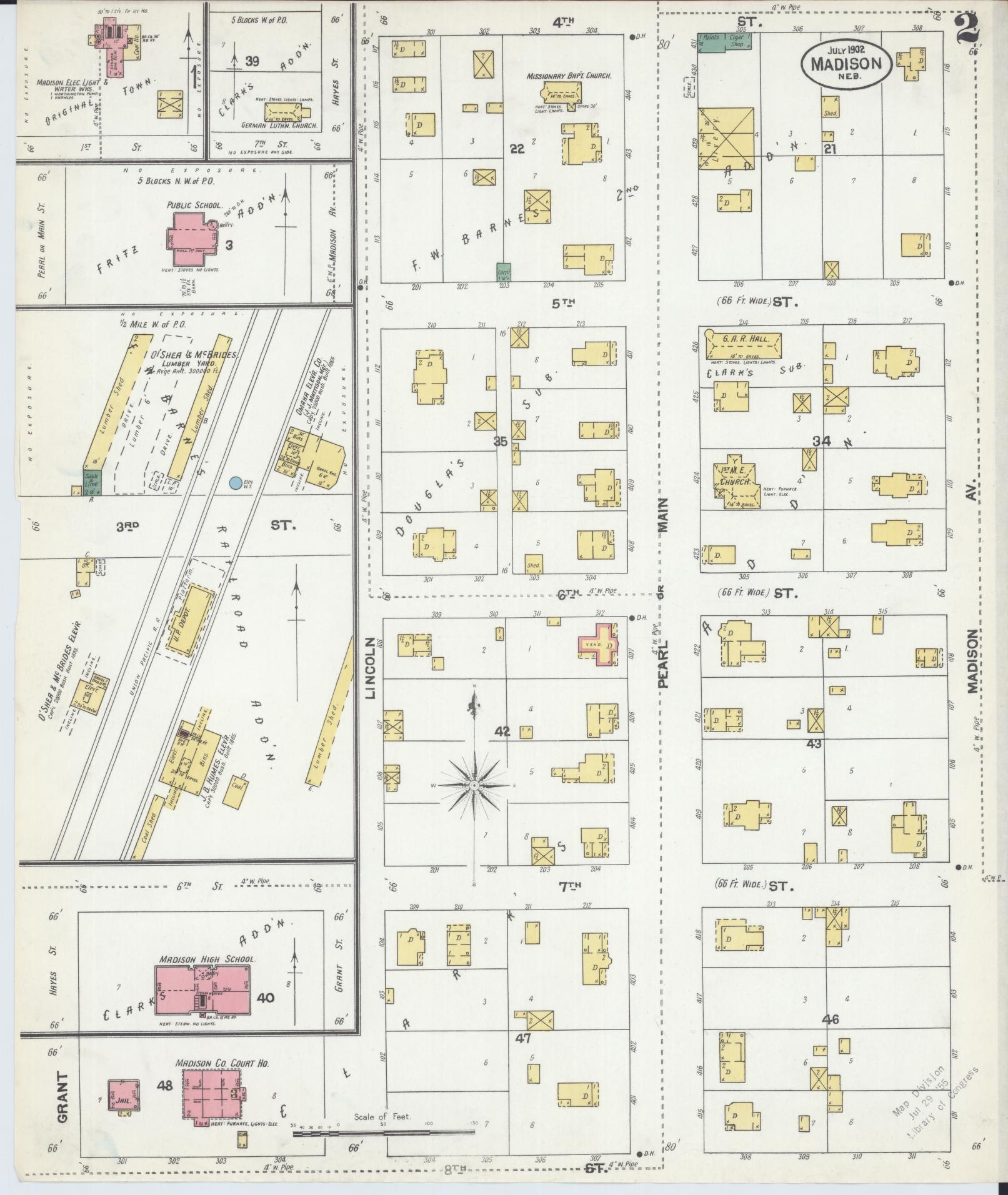 Sanborn Fire Insurance Map from Madison, Madison County, Nebraska (1902), Sheet #0002 - Complete Map Set gallery image, historic Sanborn map, vintage wall art, Nebraska Nebraska