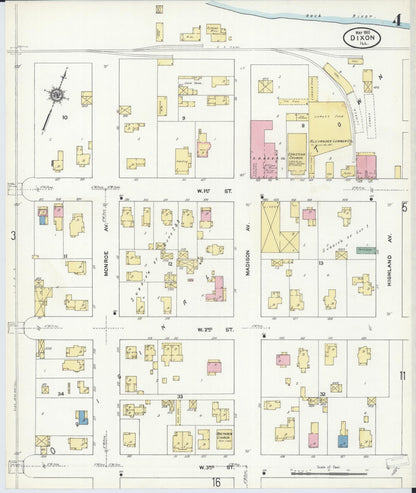 Sanborn Fire Insurance Map from Dixon, Lee County, Illinois (1910), Sheet #0004 - Complete Map Set gallery image, historic Sanborn map, vintage wall art, Illinois Illinois