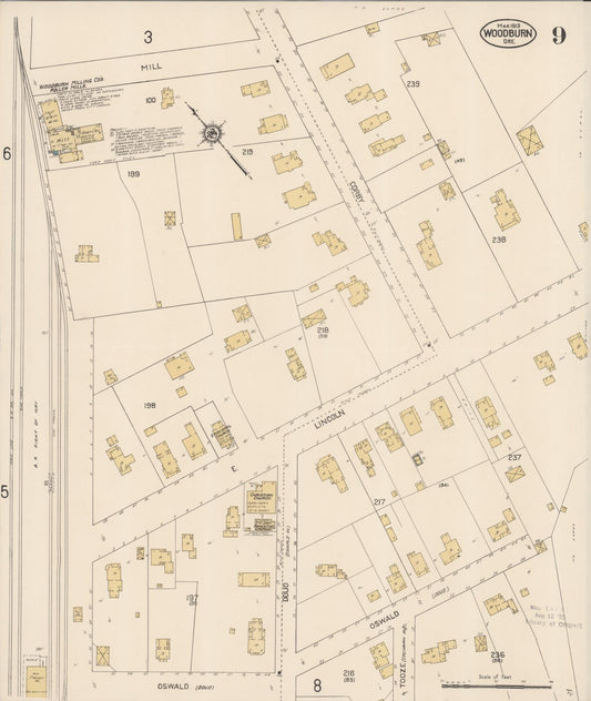 Sanborn Fire Insurance Map from Woodburn, Marion County, Oregon (1913), Sheet #0009 - Historic Sanborn Fire Insurance Map Print, vintage old map wall art, antique decor, genealogy gift, Oregon Oregon map