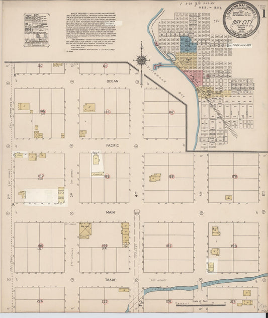 Sanborn Fire Insurance Map from Bay City, Tillamook County, Oregon (1928), Sheet #0001 - Complete Map Set gallery image, historic Sanborn map, vintage wall art, Oregon Oregon