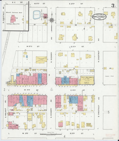 Sanborn Fire Insurance Map from Appleton City, Saint Clair County, Missouri (1918), Sheet #0003 - Complete Map Set gallery image, historic Sanborn map, vintage wall art, Missouri Missouri