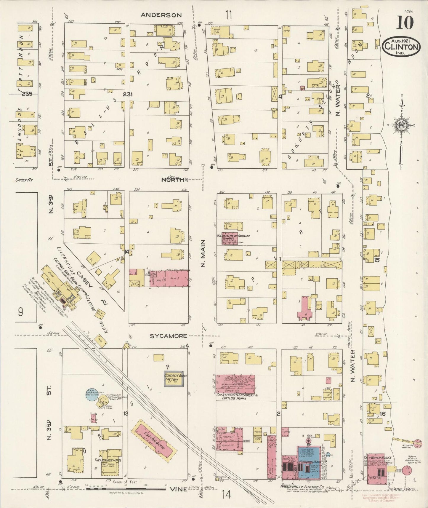 Sanborn Fire Insurance Map from Clinton, Vermillion County, Indiana (1921), Sheet #0010 - Complete Map Set gallery image, historic Sanborn map, vintage wall art, Indiana Indiana
