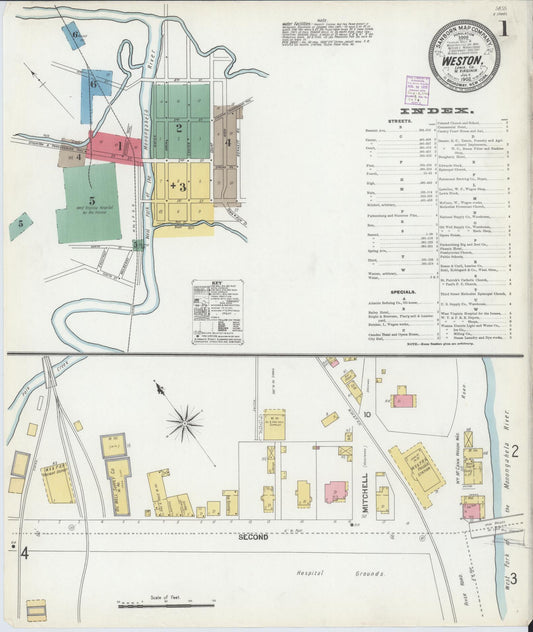 Sanborn Fire Insurance Map from Weston, Lewis County, West Virginia (1902), Sheet #0001 - Complete Map Set gallery image, historic Sanborn map, vintage wall art, West Virginia West Virginia