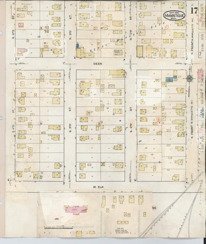 Sanborn Fire Insurance Map from Manistique, Schoolcraft County, Michigan (1950), Sheet #0017 - Historic Sanborn Fire Insurance Map Print, vintage old map wall art, antique decor, genealogy gift, Michigan Michigan map