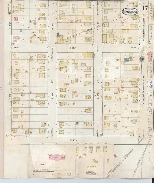 Sanborn Fire Insurance Map from Manistique, Schoolcraft County, Michigan (1950), Sheet #0017 - Historic Sanborn Fire Insurance Map Print, vintage old map wall art, antique decor, genealogy gift, Michigan Michigan map