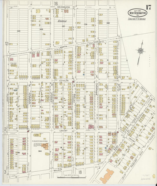 Sanborn Fire Insurance Map from New Kensington, Westmoreland County, Pennsylvania (1915), Sheet #0017 - Historic Sanborn Fire Insurance Map Print, vintage old map wall art, antique decor, genealogy gift, Pennsylvania Pennsylvania map