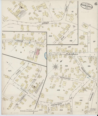 Sanborn Fire Insurance Map from Marblehead, Essex County, Massachusetts (1885), Sheet #0006 - Historic Sanborn Fire Insurance Map Print, vintage old map wall art, antique decor, genealogy gift, Massachusetts Massachusetts map