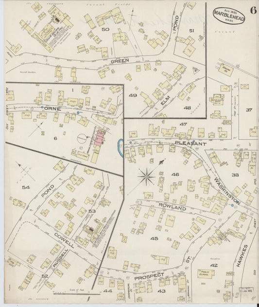 Sanborn Fire Insurance Map from Marblehead, Essex County, Massachusetts (1885), Sheet #0006 - Historic Sanborn Fire Insurance Map Print, vintage old map wall art, antique decor, genealogy gift, Massachusetts Massachusetts map