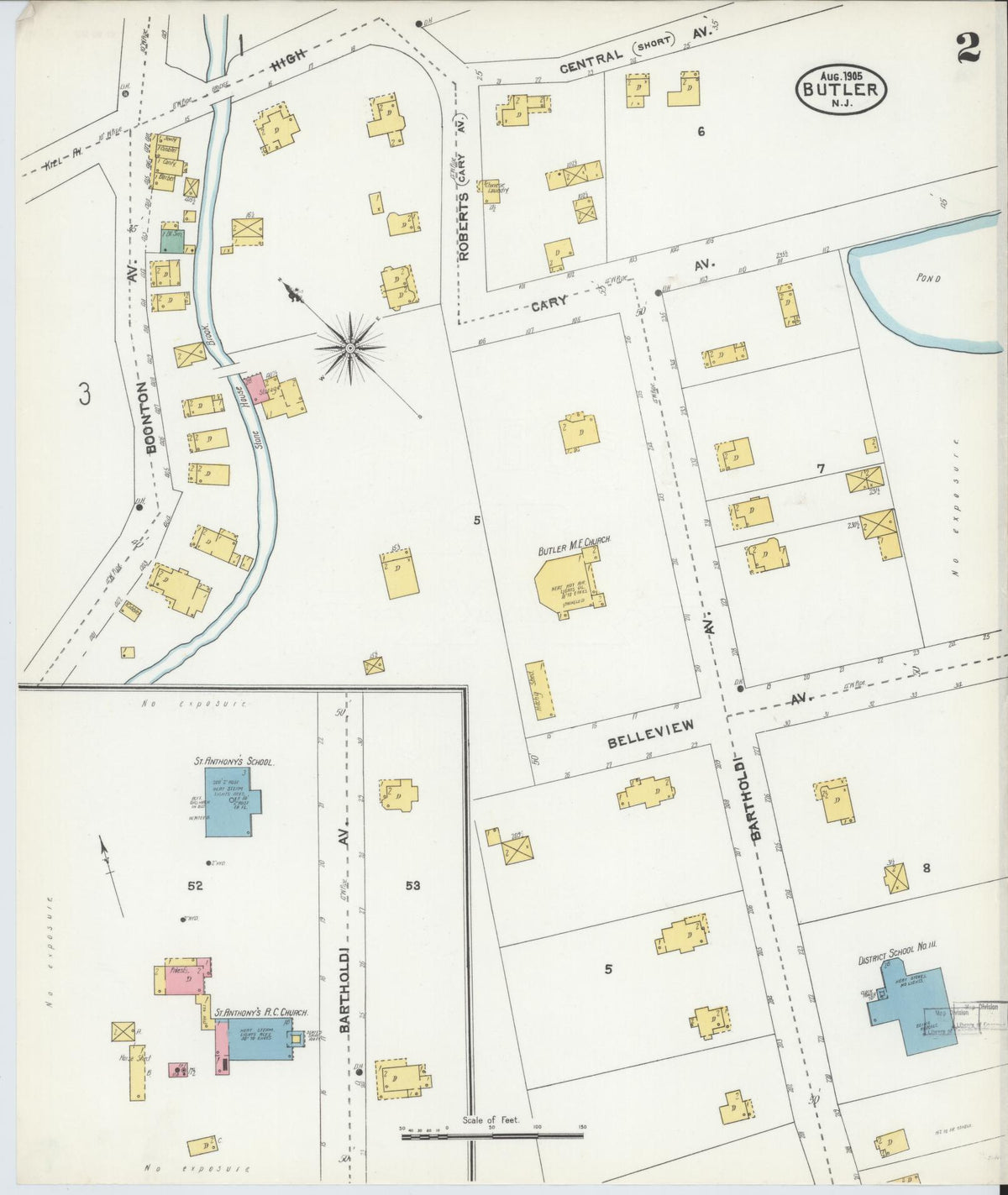 Sanborn Fire Insurance Map from Butler, Morris County, New Jersey (1905), Sheet #0002 - Complete Map Set gallery image, historic Sanborn map, vintage wall art, New Jersey New Jersey