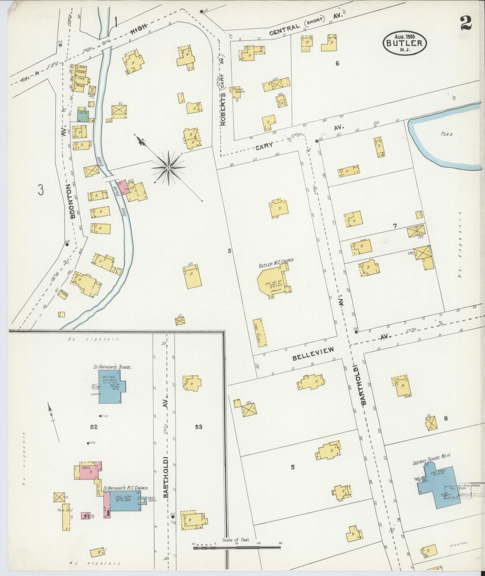 Sanborn Fire Insurance Map from Butler, Morris County, New Jersey (1905), Sheet #0002 - Complete Map Set gallery image, historic Sanborn map, vintage wall art, New Jersey New Jersey