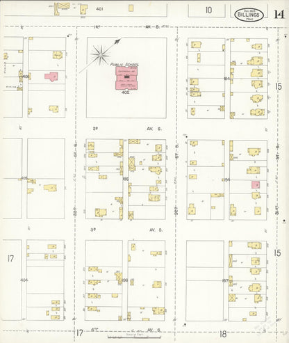 Sanborn Fire Insurance Map from Billings, Yellowstone County, Montana (1903), Sheet #0014 - Complete Map Set gallery image, historic Sanborn map, vintage wall art, Montana Montana