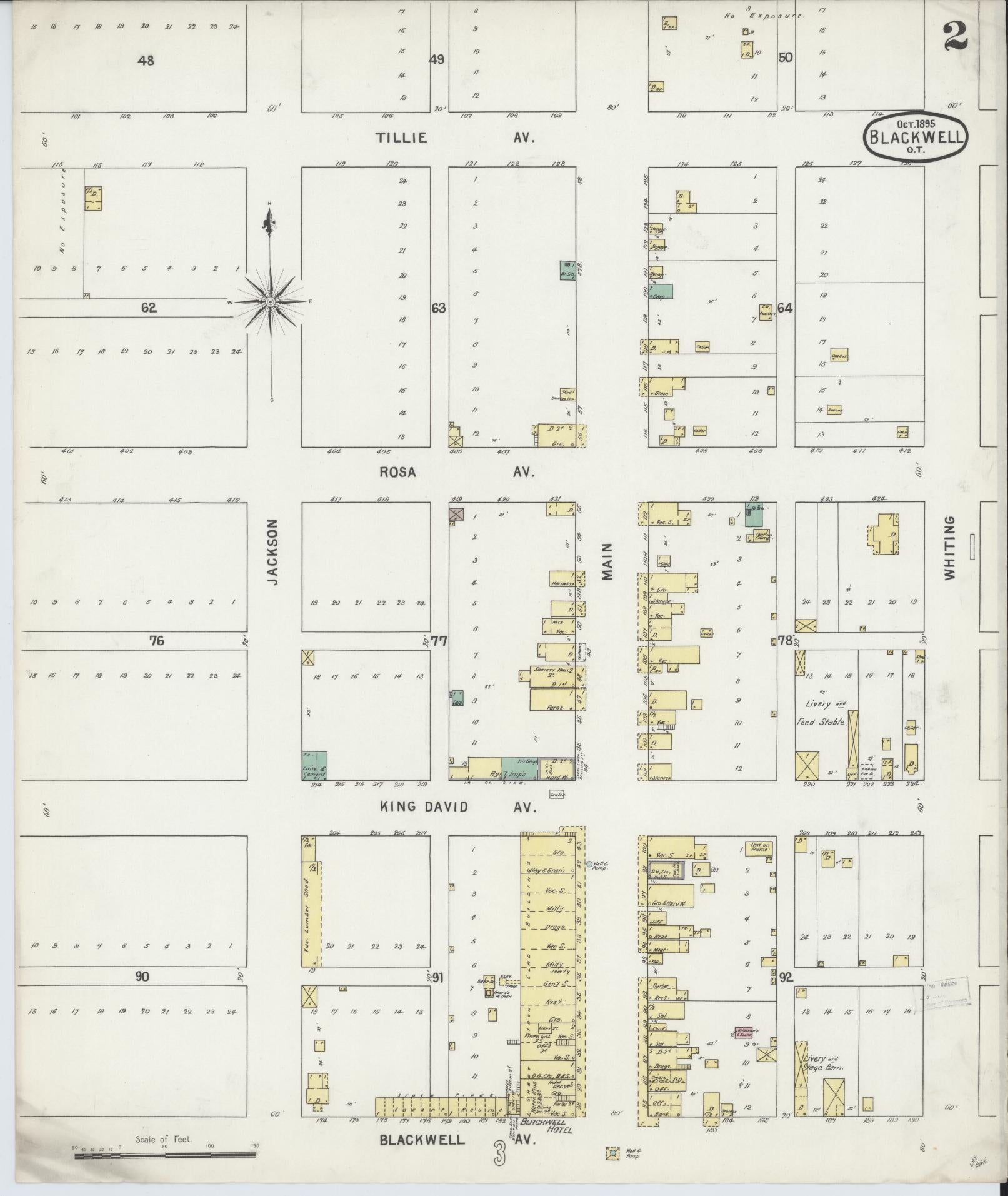 Sanborn Fire Insurance Map from Blackwell, Kay County, Oklahoma (1895), Sheet #0002 - Complete Map Set gallery image, historic Sanborn map, vintage wall art, Oklahoma Oklahoma