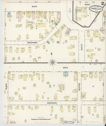 Sanborn Fire Insurance Map from Angelica, Allegany County, New York (1888), Sheet #0002 - Complete Map Set gallery image, historic Sanborn map, vintage wall art, New York New York