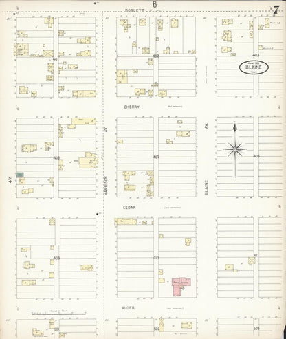 Sanborn Fire Insurance Map from Blaine, Whatcom County, Washington (1899), Sheet #0007 - Complete Map Set gallery image, historic Sanborn map, vintage wall art, Washington Washington