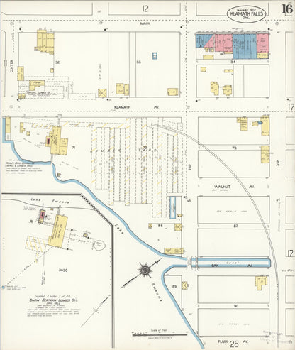 Sanborn Fire Insurance Map from Klamath Falls, Klamath County, Oregon (1921), Sheet #0016 - Complete Map Set gallery image, historic Sanborn map, vintage wall art, Oregon Oregon