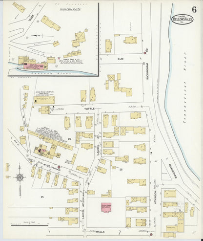 Sanborn Fire Insurance Map from Bellows Falls, Windham County, Vermont (1912), Sheet #0006 - Complete Map Set gallery image, historic Sanborn map, vintage wall art, Vermont Vermont