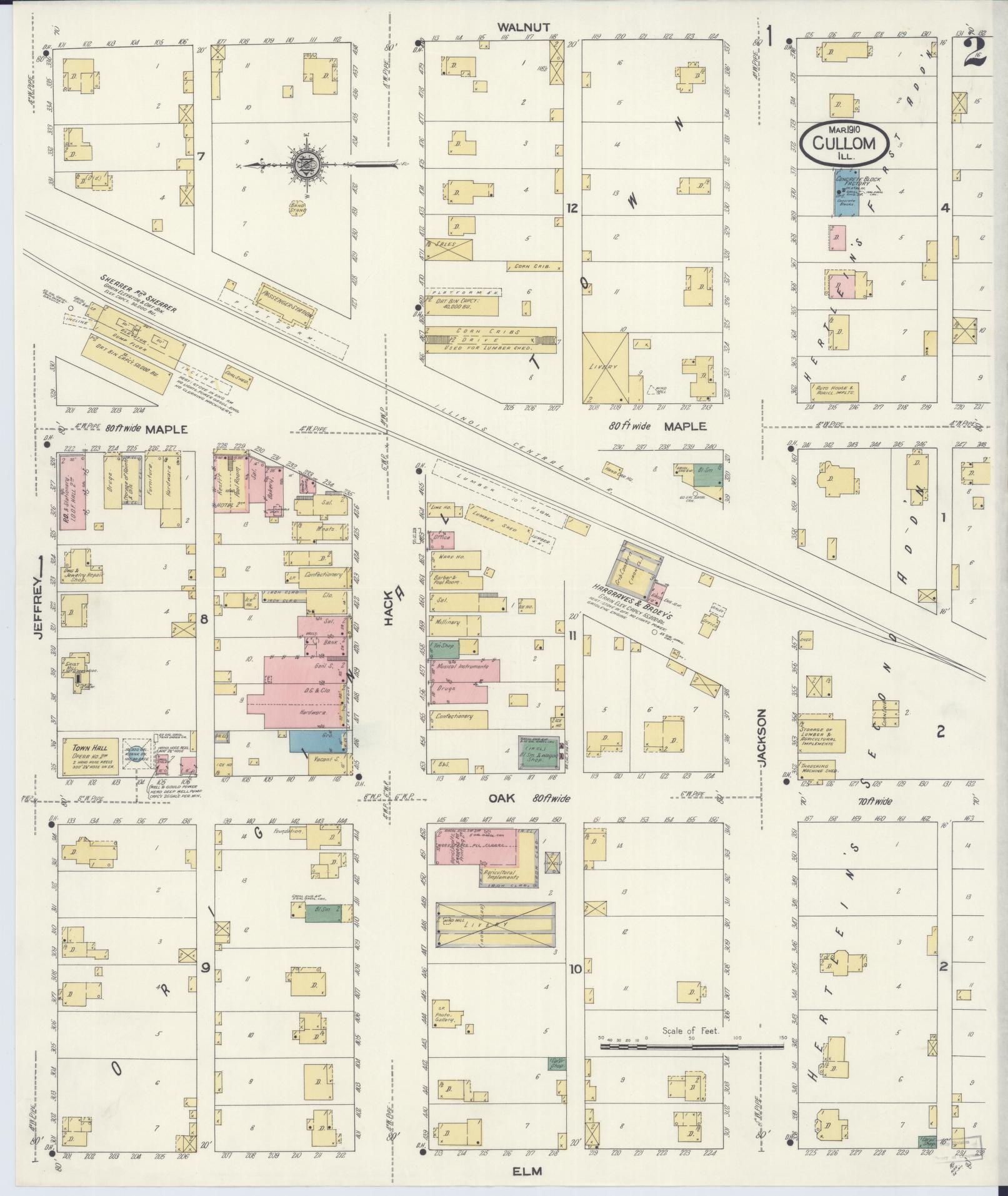 Sanborn Fire Insurance Map from Cullom, Livingston County, Illinois (1910), Sheet #0002 - Historic Sanborn Fire Insurance Map Print, vintage old map wall art, antique decor, genealogy gift, Illinois Illinois map