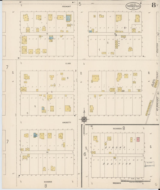 Sanborn Fire Insurance Map from Thermopolis, Hot Springs County, Wyoming (1918), Sheet #0008 - Historic Sanborn Fire Insurance Map Print, vintage old map wall art, antique decor, genealogy gift, Wyoming Wyoming map