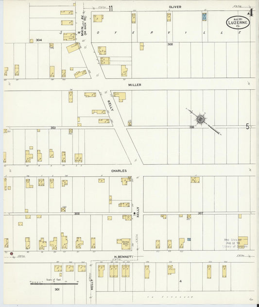 Sanborn Fire Insurance Map from Luzerne, Luzerne County, Pennsylvania (1911), Sheet #0004 - Historic Sanborn Fire Insurance Map Print, vintage old map wall art, antique decor, genealogy gift, Pennsylvania Pennsylvania map