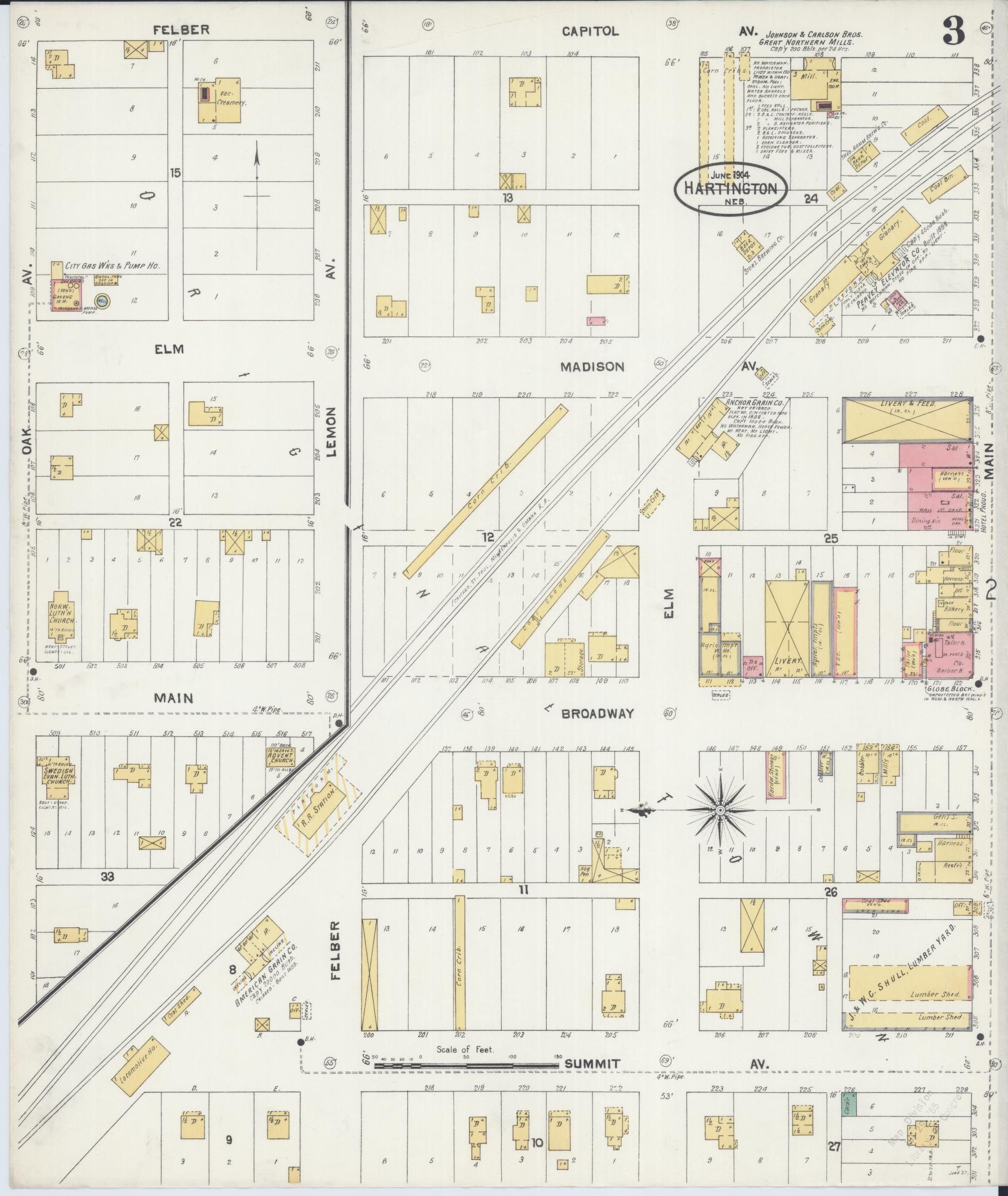 Sanborn Fire Insurance Map from Hartington, Cedar County, Nebraska (1904), Sheet #0003 - Complete Map Set gallery image, historic Sanborn map, vintage wall art, Nebraska Nebraska