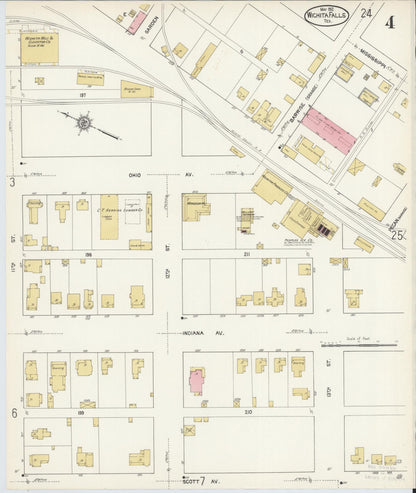 Sanborn Fire Insurance Map from Wichita Falls, Wichita County, Texas (1912), Sheet #0004 - Complete Map Set gallery image, historic Sanborn map, vintage wall art, Texas Texas