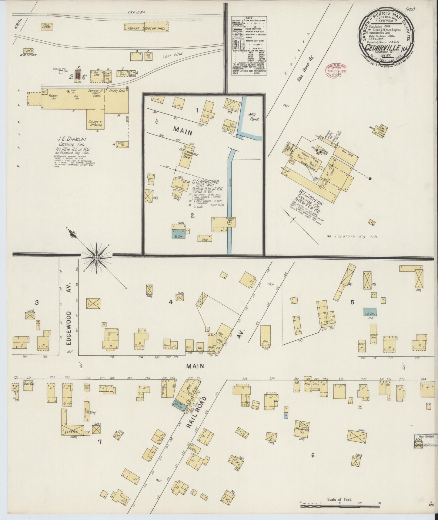 Sanborn Fire Insurance Map from Cedarville, Cumberland County, New Jersey. (1895) – Historic Sanborn Fire Insurance Map Print