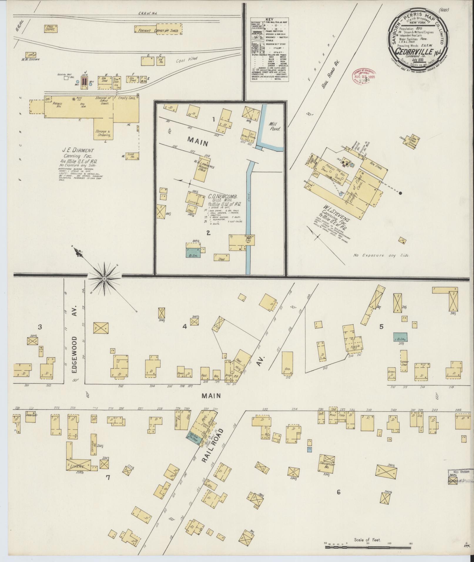 Sanborn Fire Insurance Map from Cedarville, Cumberland County, New Jersey. (1895) – Historic Sanborn Fire Insurance Map Print