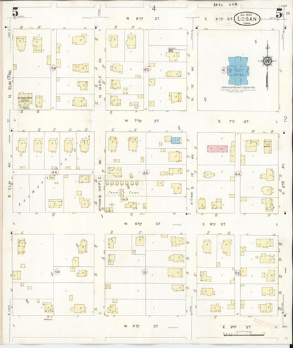 Sanborn Fire Insurance Map from Logan, Harrison County, Iowa (1934), Sheet #0005 - Historic Sanborn Fire Insurance Map Print, vintage old map wall art