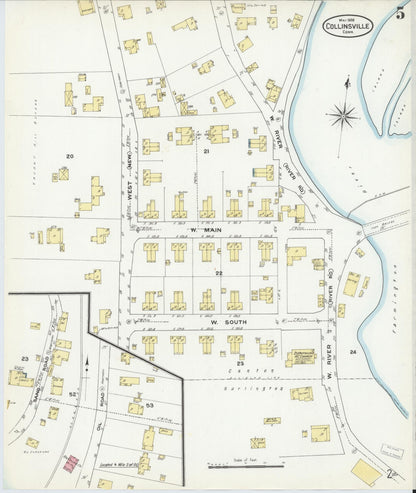 Sanborn Fire Insurance Map from Collinsville, Hartford County, Connecticut (1909), Sheet #0005 - Complete Map Set gallery image, historic Sanborn map, vintage wall art, Connecticut Connecticut