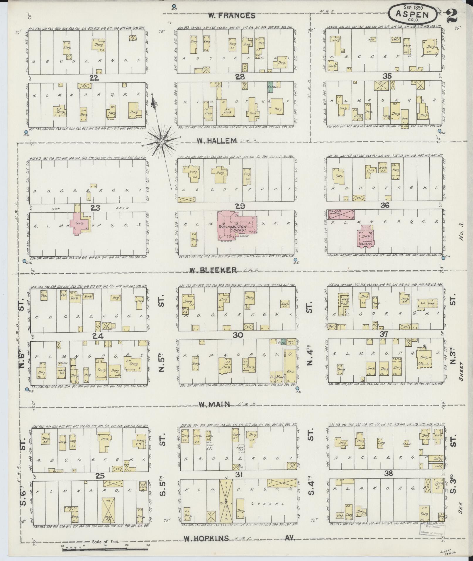 Sanborn Fire Insurance Map from Aspen, Pitkin County, Colorado (1890), Sheet #0002 - Historic Sanborn Fire Insurance Map Print, vintage old map wall art, antique decor, genealogy gift, Colorado Colorado map