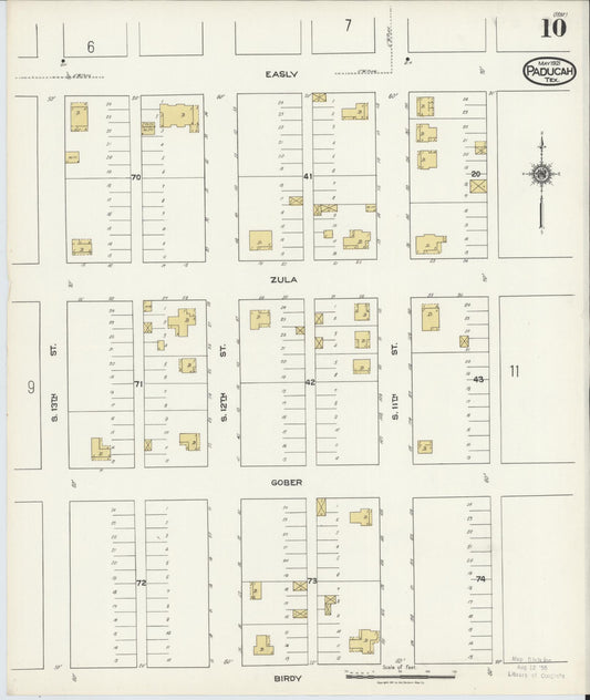 Sanborn Fire Insurance Map from Paducah, Cottle County, Texas (1921), Sheet #0010 - Historic Sanborn Fire Insurance Map Print, vintage old map wall art, antique decor, genealogy gift, Texas Texas map