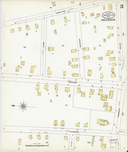 Sanborn Fire Insurance Map from Abington, Plymouth County, Massachusetts (1907), Sheet #0003 - Complete Map Set gallery image, historic Sanborn map, vintage wall art, Massachusetts Massachusetts