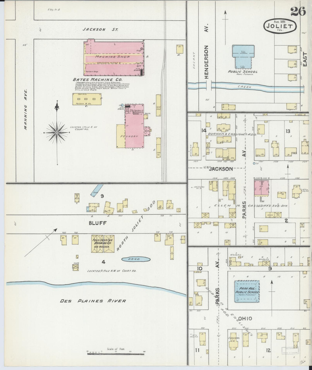 Sanborn Fire Insurance Map from Joliet, Will County, Illinois (1891), Sheet #0026 - Complete Map Set gallery image, historic Sanborn map, vintage wall art, Illinois Illinois