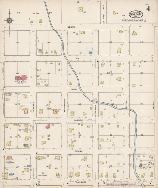 Sanborn Fire Insurance Map from Goliad, Goliad County, Texas (1922), Sheet #0004 - Historic Sanborn Fire Insurance Map Print, vintage old map wall art, antique decor, genealogy gift, Texas Texas map