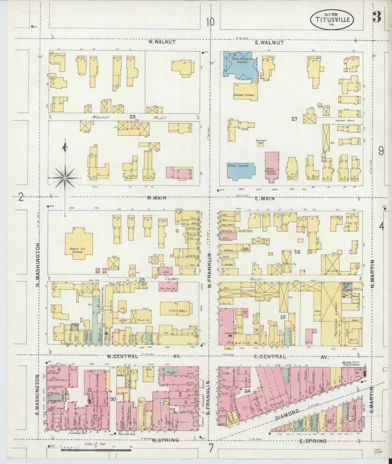 Sanborn Fire Insurance Map from Titusville, Crawford County, Pennsylvania (1898), Sheet #0003 - Complete Map Set gallery image, historic Sanborn map, vintage wall art, Pennsylvania Pennsylvania