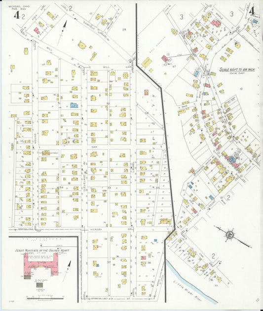 Sanborn Fire Insurance Map from Milford, Clermont And Hamilton County, Ohio (1933), Sheet #0004 - Historic Sanborn Fire Insurance Map Print, vintage old map wall art, antique decor, genealogy gift, Ohio Ohio map