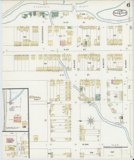 Sanborn Fire Insurance Map from Shamokin, Northumberland County, Pennsylvania (1896), Sheet #0006 - Historic Sanborn Fire Insurance Map Print, vintage old map wall art, antique decor, genealogy gift, Pennsylvania Pennsylvania map
