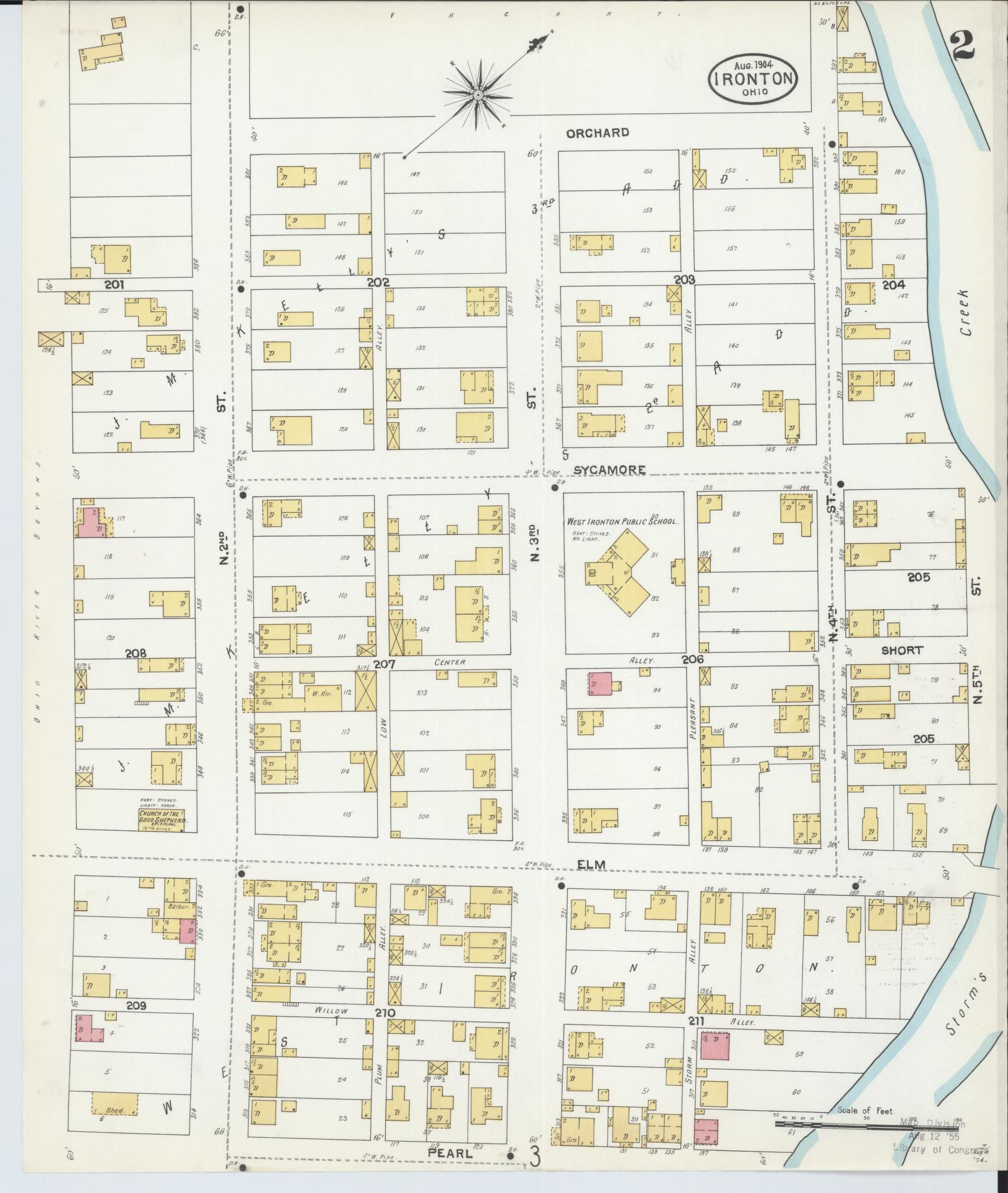 Sanborn Fire Insurance Map from Ironton, Lawrence County, Ohio (1904), Sheet #0002 - Historic Sanborn Fire Insurance Map Print, vintage old map wall art, antique decor, genealogy gift, Ohio Ohio map